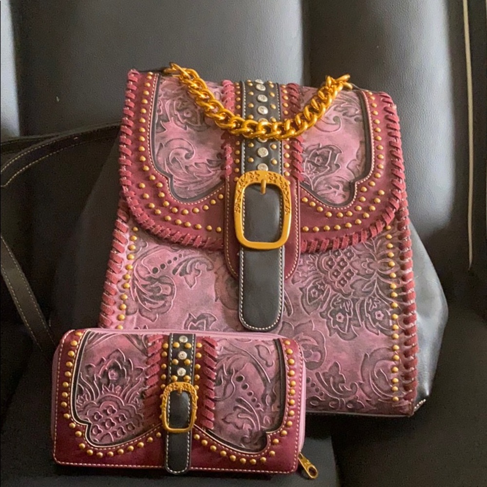Montana West Backpack and Wallet Set Burgu…